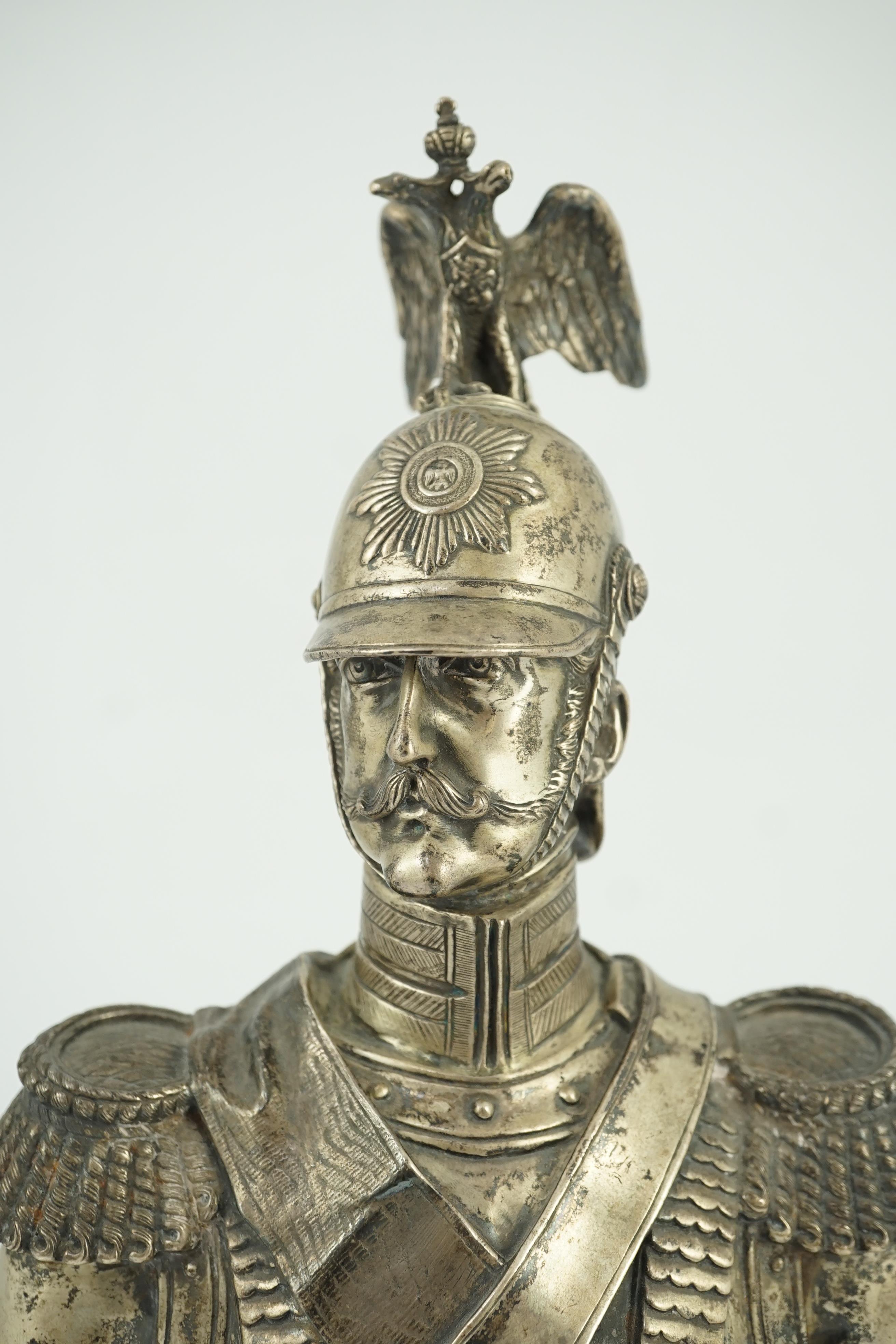 After Theodore Dietrich. A late 19th century Russian 84 zolotnik silver bust of Nicholas I, in the uniform of a Chevalier Garde, assay master Alessandro Timofeyevich Shevyakov, master Ivan Morozov, St. Petersburg, 1896